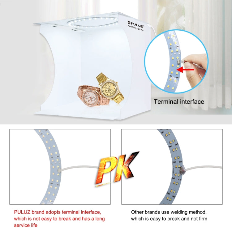 PULUZ 23cm Ring LED Panel Folding Portable Light Photo Lighting Studio Shooting Tent Box Kit with 6 Colors Backdrops (Black, White, Yellow, Red, Green, Blue), Unfold Size: 24cm x 23cm x 23cm -  by PULUZ | Online Shopping South Africa | PMC TechLife | Buy Now Pay Later Mobicred