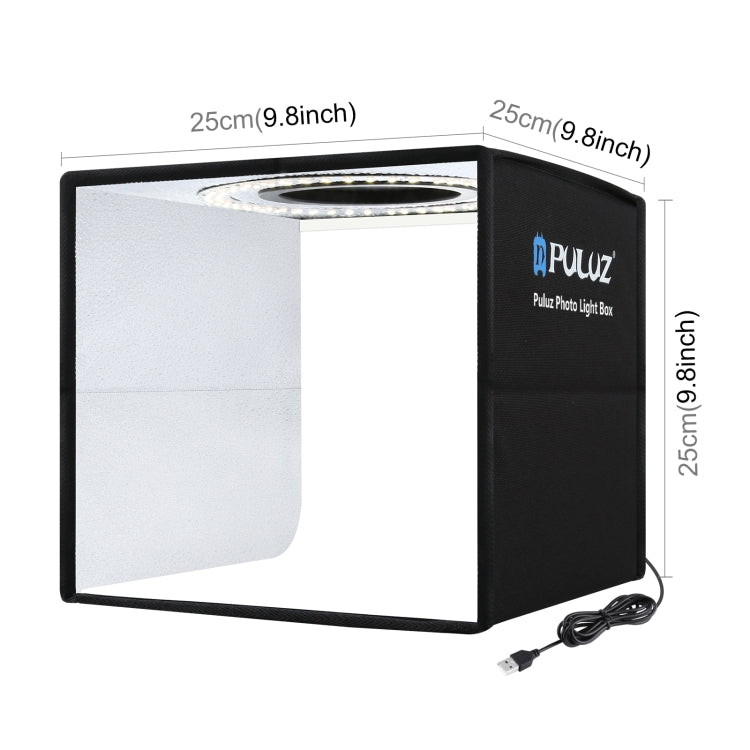 PULUZ 25cm Folding Portable High 97 CRI Ring Light Photo Lighting Studio Shooting Tent Box with 12 Colors Backdrops, Size: 25cm x 25cm x 25cm(Black) - free shipping - PMC TechLife - Order now!
