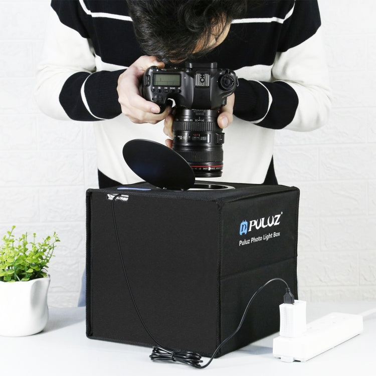 PULUZ 25cm Folding Portable High 97 CRI Ring Light Photo Lighting Studio Shooting Tent Box with 12 Colors Backdrops, Size: 25cm x 25cm x 25cm(Black) - free shipping - PMC TechLife - Order now!