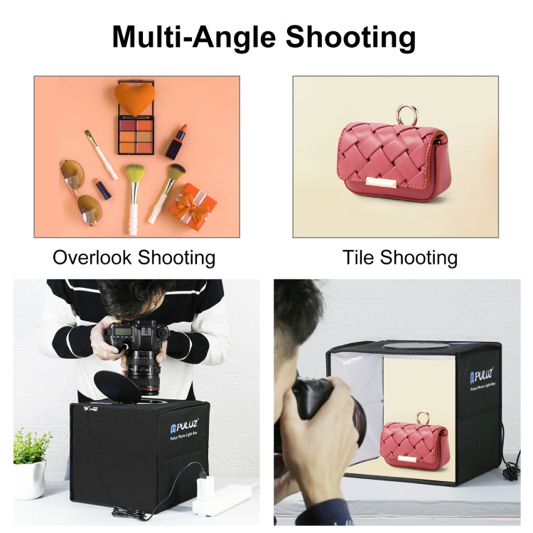 PULUZ 25cm Folding Portable High 97 CRI Ring Light Photo Lighting Studio Shooting Tent Box with 12 Colors Backdrops, Size: 25cm x 25cm x 25cm(Black) - free shipping - PMC TechLife - Order now!