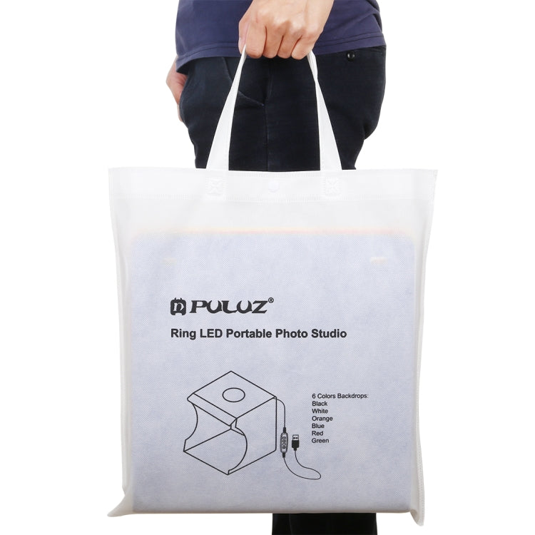 PULUZ 30cm Folding Portable Ring Light Board Photo Lighting Studio Shooting Tent Box Kit with 6 Colors Backdrops (Black, White, Yellow, Red, Green, Blue), Unfold Size: 31cm x 31cm x 32cm -  by PULUZ | Online Shopping South Africa | PMC TechLife | Buy Now Pay Later Mobicred