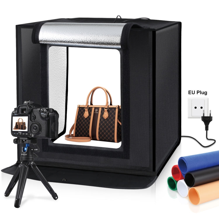 PULUZ 40cm Folding Portable 24W 5500K White Light Dimmable Photo Lighting Studio Shooting Tent Box Kit with 6 Colors (Black, Orange, White, Red, Green, Blue) Backdrops(EU Plug) - free shipping - PMC TechLife - Order now!