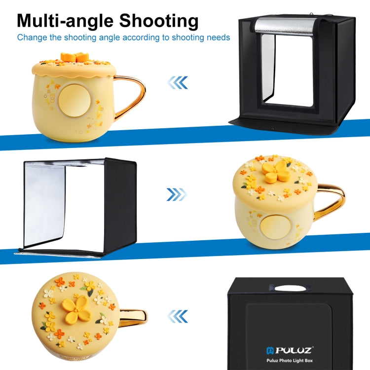 PULUZ 40cm Folding Portable 24W 5500K White Light Dimmable Photo Lighting Studio Shooting Tent Box Kit with 6 Colors (Black, Orange, White, Red, Green, Blue) Backdrops(EU Plug) - free shipping - PMC TechLife - Order now!