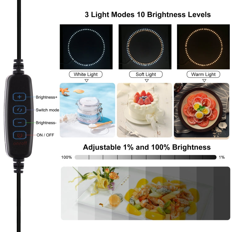 PULUZ 40cm Folding Portable Ring Light USB Photo Lighting Studio Shooting Tent Box with 6 x Dual-side Color Backdrops, Size: 40cm x 40cm x 40cm(Black) - free shipping - PMC TechLife - Order now!