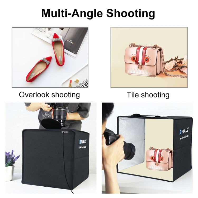 PULUZ 40cm Folding Portable Ring Light USB Photo Lighting Studio Shooting Tent Box with 6 x Dual-side Color Backdrops, Size: 40cm x 40cm x 40cm(Black) - free shipping - PMC TechLife - Order now!