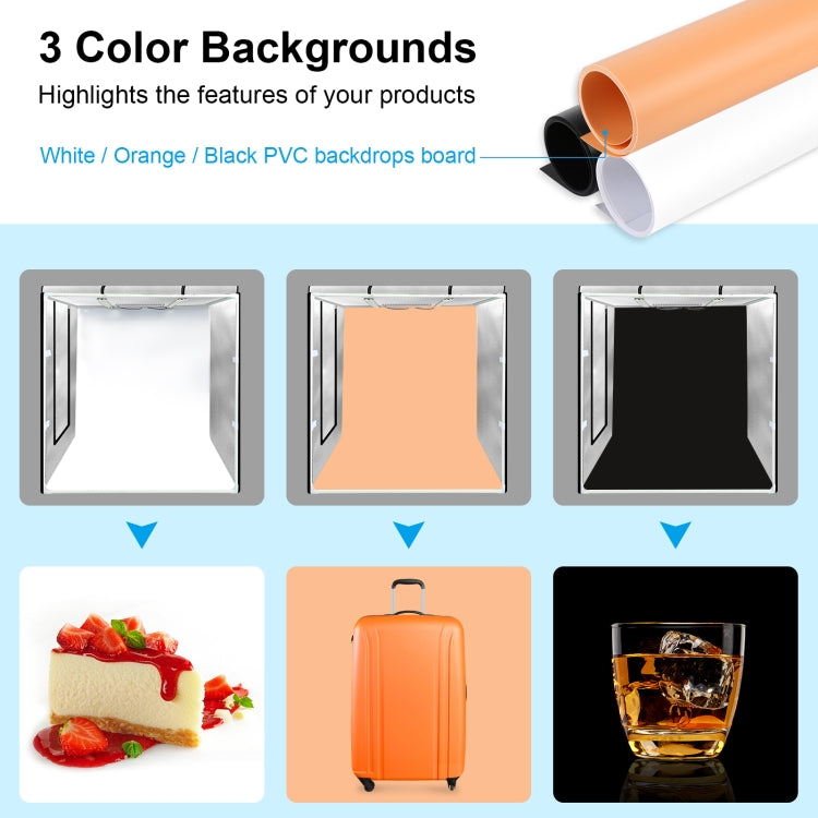PULUZ 80cm Folding Portable 80W 9050LM White Light Photo Lighting Studio Shooting Tent Box Kit with 3 Colors (Black, White, Orange) Backdrops(EU Plug) - free shipping - PMC TechLife - Order now!
