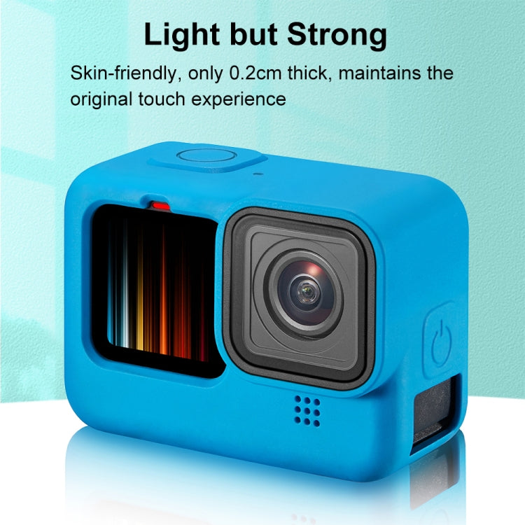 PULUZ for GoPro HERO12 Black /11 Black /10 Black /9 Black Silicone Protective Case Cover with Wrist Strap & Lens Cover(Blue) - Silicone Cases by PULUZ | Online Shopping South Africa | PMC TechLife | Buy Now Pay Later Mobicred