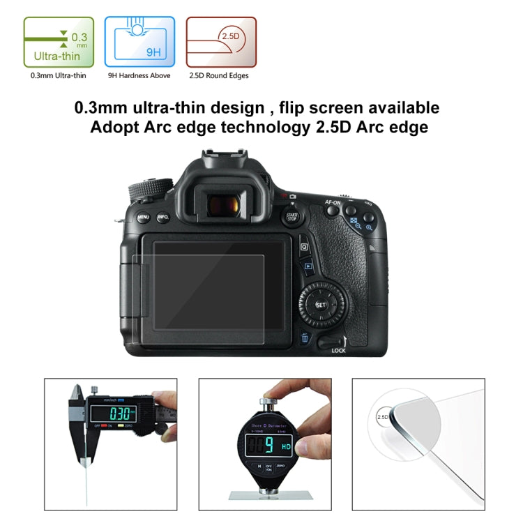 PULUZ 2.5D 9H Tempered Glass Film for Canon 650D, Compatible with 90D / 80D / 70D / 77D(9000D) / 800D(X9I) / 700D(X7I) / 750D(X8I) / 760D(8000D) / XC10 / XC15 / 7D2, Pentax Q1 / K-S1 /Q10 / Q7, Panasonic ZS35, Nikon V1 - Camera Screen Guard by PULUZ | Online Shopping South Africa | PMC TechLife | Buy Now Pay Later Mobicred