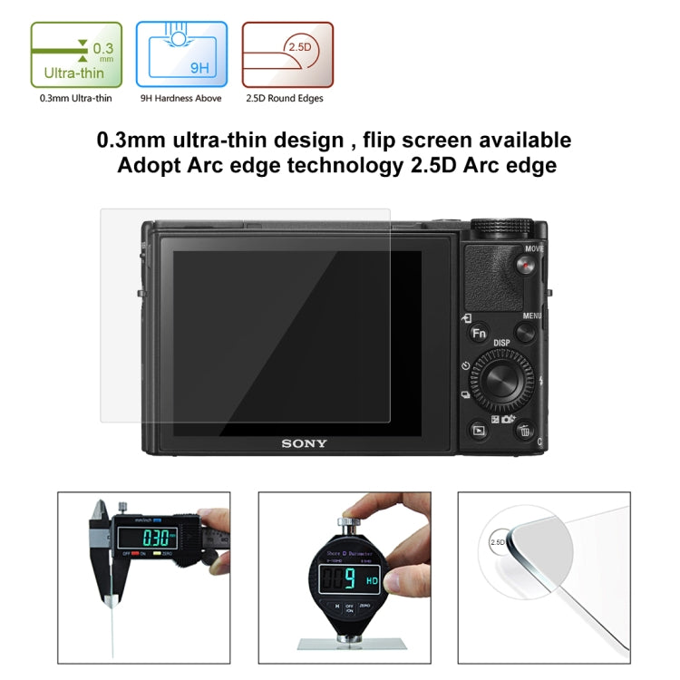 PULUZ 2.5D 9H Tempered Glass Film for Sony RX100, Compatible with Sony A9 / A7C / A7M2 / A7M2 / A7SM2 / A7III / A77 / RX1 / RX1R / RX10 / RX100/II/III/IV/V/IV / RX10IV/III/II / RX100M4 / RX100M5 / A99 ... A9II / RX100M7 / A7RV / WX700 / WX800 / HX99 / A7C - Camera Screen Guard by PULUZ | Online Shopping South Africa | PMC TechLife | Buy Now Pay Later Mobicred