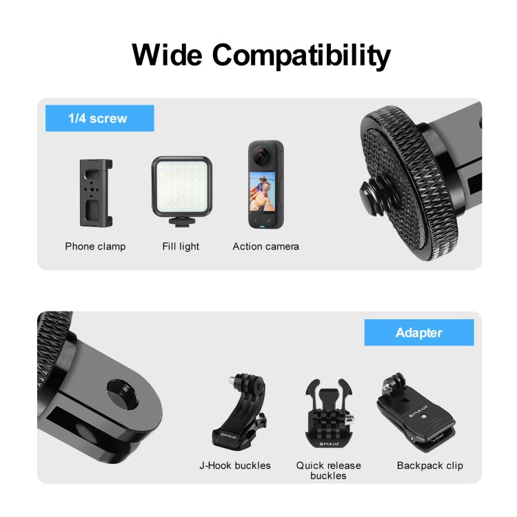 PULUZ 1/4 inch Screw Metal Tripod Mount Action Camera Adapter (Black) - Connection Mount by PULUZ | Online Shopping South Africa | PMC TechLife | Buy Now Pay Later Mobicred