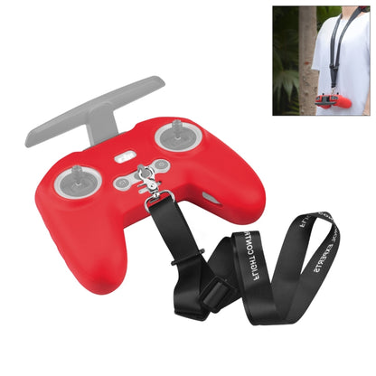 For DJI FPV Combo Remote Control PULUZ Silicone Protective Case with Neck Strap(Red) -  by PULUZ | Online Shopping South Africa | PMC Jewellery