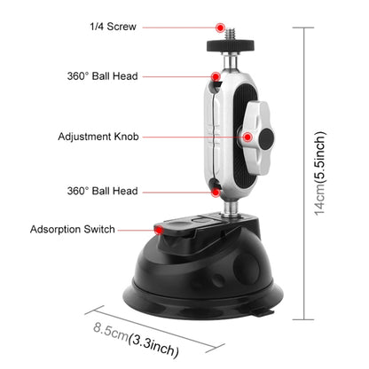 PULUZ Car Suction Cup Arm Mount with Phone Clamp & Mount Adapter & Long Screw - Helmet Mount by PULUZ | Online Shopping South Africa | PMC Jewellery