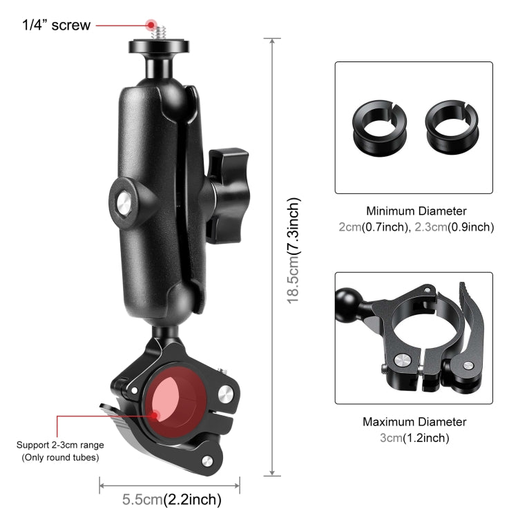 PULUZ Motorcycle O-Clip Quick Release Clamp Handlebar Fixed Mount Holder for GoPro and Other Action Cameras(Black) - Bicycle Handlebar Mount by PULUZ | Online Shopping South Africa | PMC Jewellery