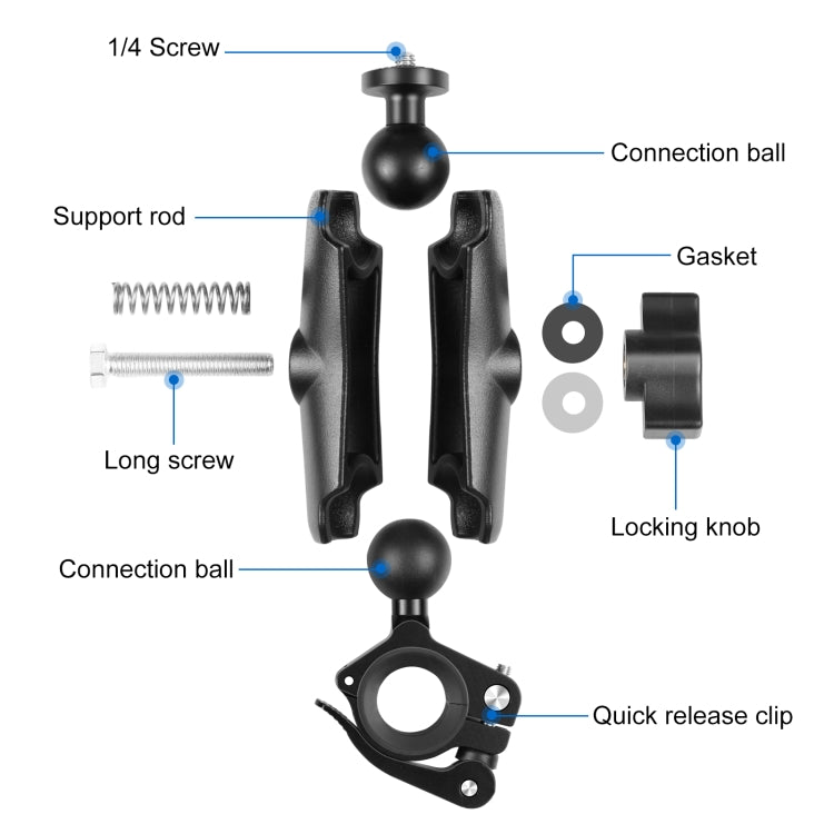 PULUZ Motorcycle O-Clip Quick Release Clamp Handlebar Fixed Mount Holder for GoPro and Other Action Cameras(Black) - free shipping - PMC TechLife - Order now!