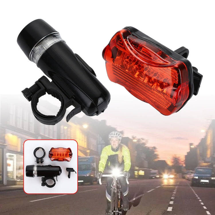 5 LED Water Resistant Bike Bicycle Head Light+ Rear Safety Flashlight - Taillights by PMC Jewellery | Online Shopping South Africa | PMC Jewellery