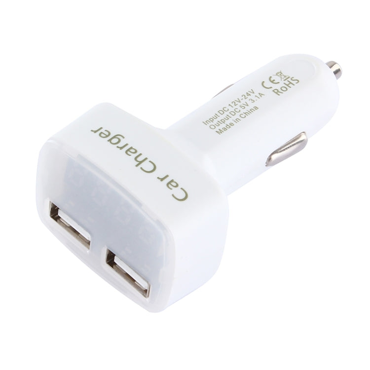 4 in 1 5V 3.1A Dual Ports Car Charger with Voltage, Temperature and Current Display(White) - Car Charger by PMC Jewellery | Online Shopping South Africa | PMC Jewellery