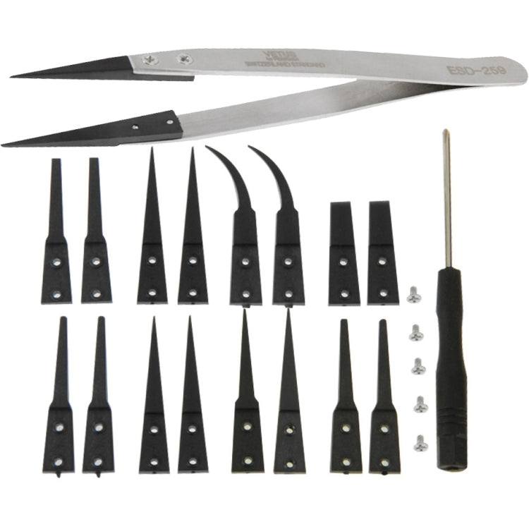 9 in 1 Replaceable Anti-Static Tweezers with Cross Screwdriver - Tweezers by VETUS | Online Shopping South Africa | PMC TechLife | Buy Now Pay Later Mobicred