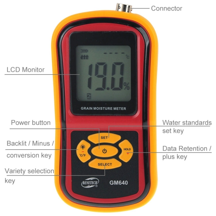 BENETECH GM640 High Quality Digital Grain Moisture Meter with LCD Display - PH & Moisture Meter by BENETECH | Online Shopping South Africa | PMC Jewellery