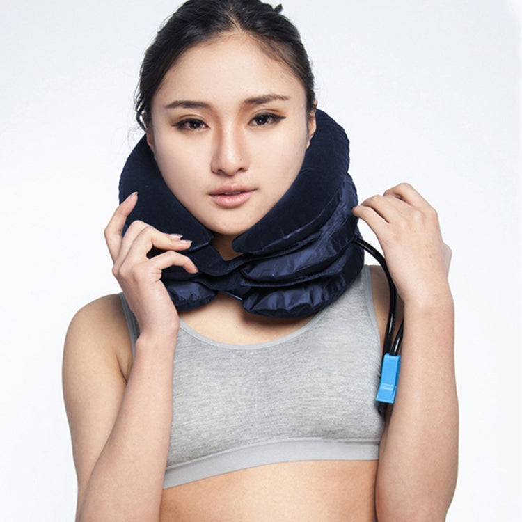 Inflatable Air Cervical Neck Traction Device Soft Head Back Shoulder Neck Ache Massager Headache Pain Relief Relaxation Brace(Dark Blue) - Massage & Relaxation by PMC Jewellery | Online Shopping South Africa | PMC Jewellery