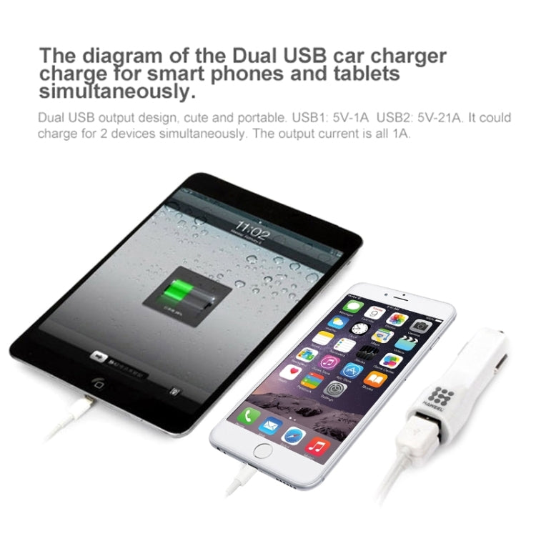 HAWEEL High Quality 2.1A + 1A Dual USB Ports Car Charger(Black) - Car Charger by HAWEEL | Online Shopping South Africa | PMC TechLife | Buy Now Pay Later Mobicred