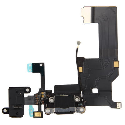 Original Tail Connector Charger Flex Cable + Headphone Audio Jack Ribbon Flex Cable for iPhone 5(Black) - iPhone 5 Parts by PMC Jewellery | Online Shopping South Africa | PMC Jewellery