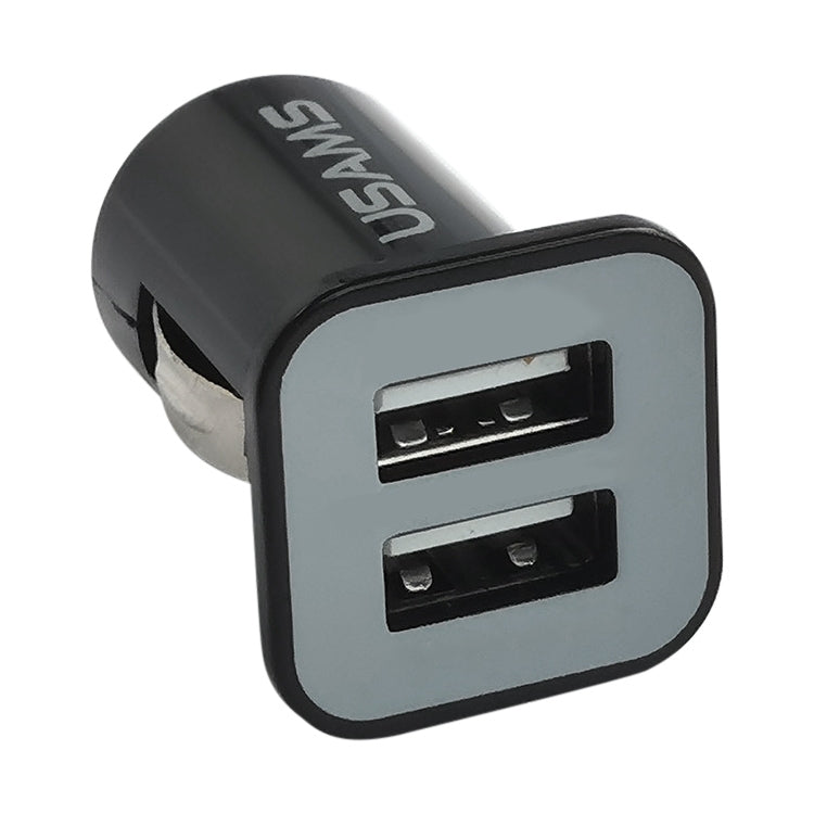 USAMS High Performance 2.1A + 1A Dual USB Port Car Charger for iPad Air 2 & Air & 4, iPhone 6 & 6 Plus & 5C & 5S & 4 & 4S, iPod touch, Galaxy Tablet / Note Series and Other Mobile Phone, Navigators(Black) - Car Charger by USAMS | Online Shopping South Africa | PMC TechLife