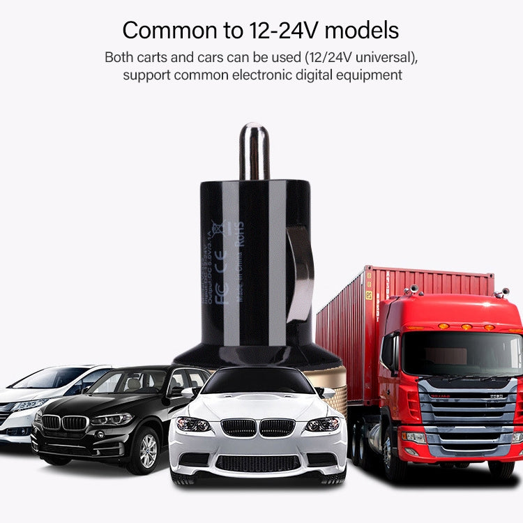 USAMS High Performance 2.1A + 1A Dual USB Port Car Charger for iPad Air 2 & Air & 4, iPhone 6 & 6 Plus & 5C & 5S & 4 & 4S, iPod touch, Galaxy Tablet / Note Series and Other Mobile Phone, Navigators(Black) - Car Charger by USAMS | Online Shopping South Africa | PMC TechLife