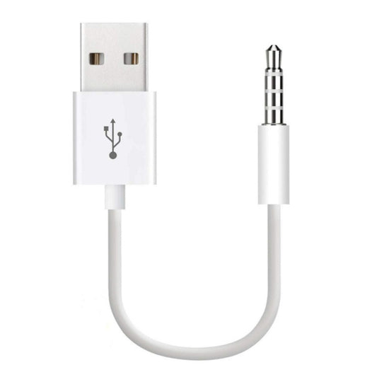 JW-SM1 USB to 3.5mm Jack Data Sync & Charge Cable for iPod shuffle 1st /2nd /3rd /4th /5th /6th Generation, Length: 10cm(White) - Normal Style Cable by PMC Jewellery | Online Shopping South Africa | PMC Jewellery