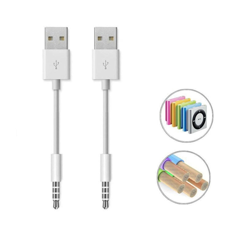 JW-SM1 USB to 3.5mm Jack Data Sync & Charge Cable for iPod shuffle 1st /2nd /3rd /4th /5th /6th Generation, Length: 10cm(White) - Normal Style Cable by PMC Jewellery | Online Shopping South Africa | PMC Jewellery