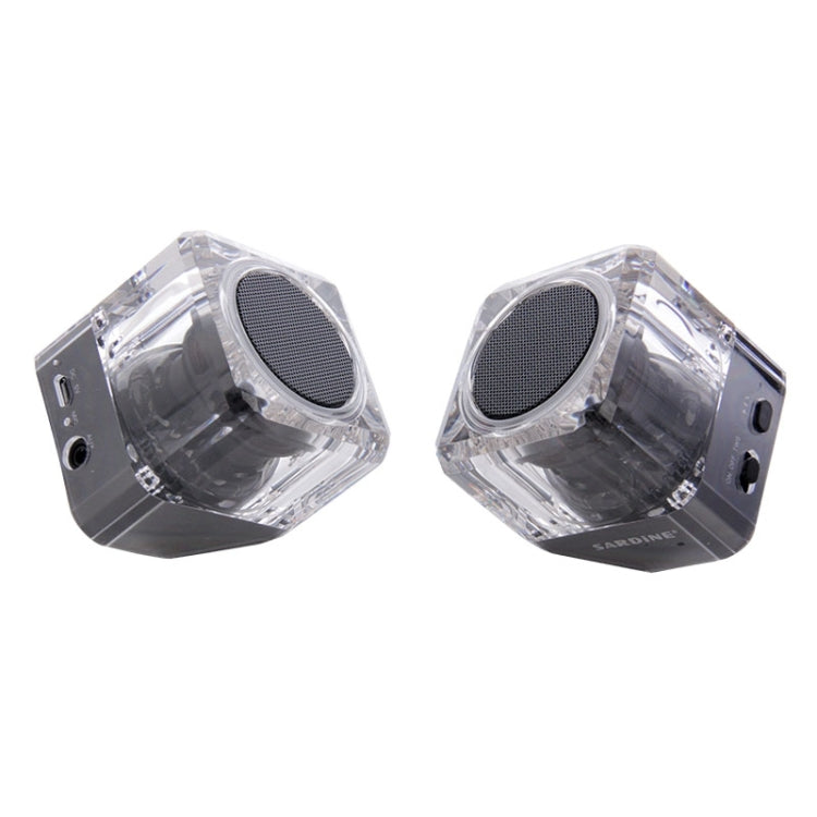 SARDiNE B5 TWS Crystal Case Bluetooth Speaker with Mic & LED Light(Black) - Desktop Speaker by SARDiNE | Online Shopping South Africa | PMC Jewellery
