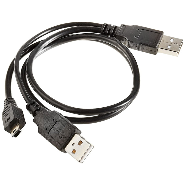 2 in 1 USB 2.0 Male to Mini 5pin Male + USB Male Cable, Length: 80 cm(Black) - free shipping - PMC TechLife - Order now!