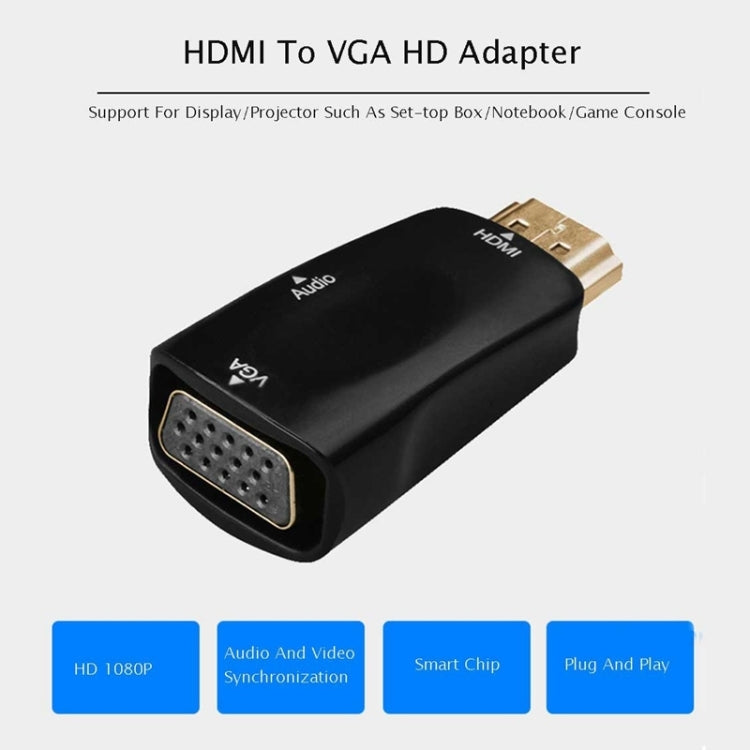 Full HD 1080P HDMI to VGA and Audio Adapter for HDTV / Monitor / Projector(Black) - Adapter by PMC TechLife | Online Shopping South Africa | PMC TechLife