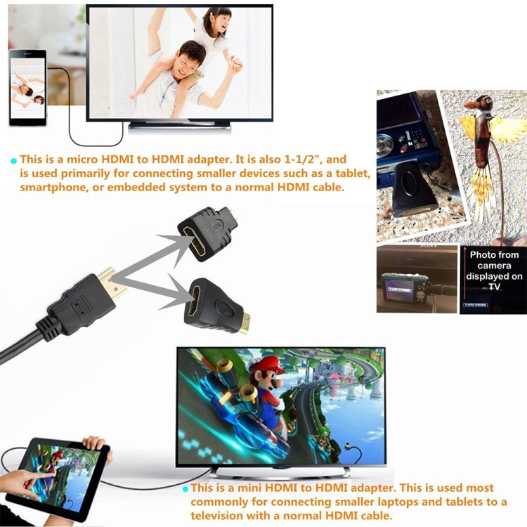 3 in 1 Full HD 1080P HDMI Cable Adaptor Kit (1.5m HDMI Cable + HDMI to Mini HDMI Adaptor + HDMI to Micro HDMI Adaptor) - free shipping - PMC TechLife - Order now!