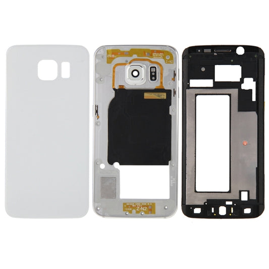 For Galaxy S6 Edge / G925 Full Housing Cover (Front Housing LCD Frame Bezel Plate + Back Plate Housing Camera Lens Panel + Battery Back Cover ) (White) - Back Cover by PMC Jewellery | Online Shopping South Africa | PMC Jewellery