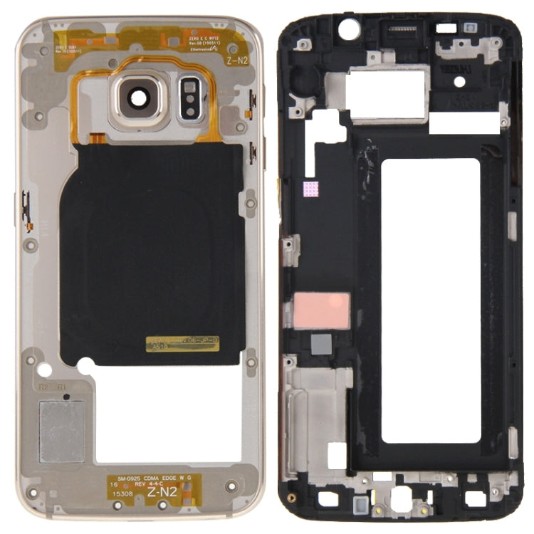 For Galaxy S6 Edge / G925 Full Housing Cover (Front Housing LCD Frame Bezel Plate + Back Plate Housing Camera Lens Panel ) (Gold) - Frame Bezel Plate by PMC Jewellery | Online Shopping South Africa | PMC Jewellery