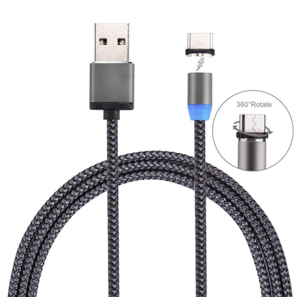 360 Degree Rotation 1m Weave Style USB-C / Type-C to USB 2.0 Strong Magnetic Charger Cable with LED Indicator(Grey) - Charging Cable & Head by PMC Jewellery | Online Shopping South Africa | PMC Jewellery