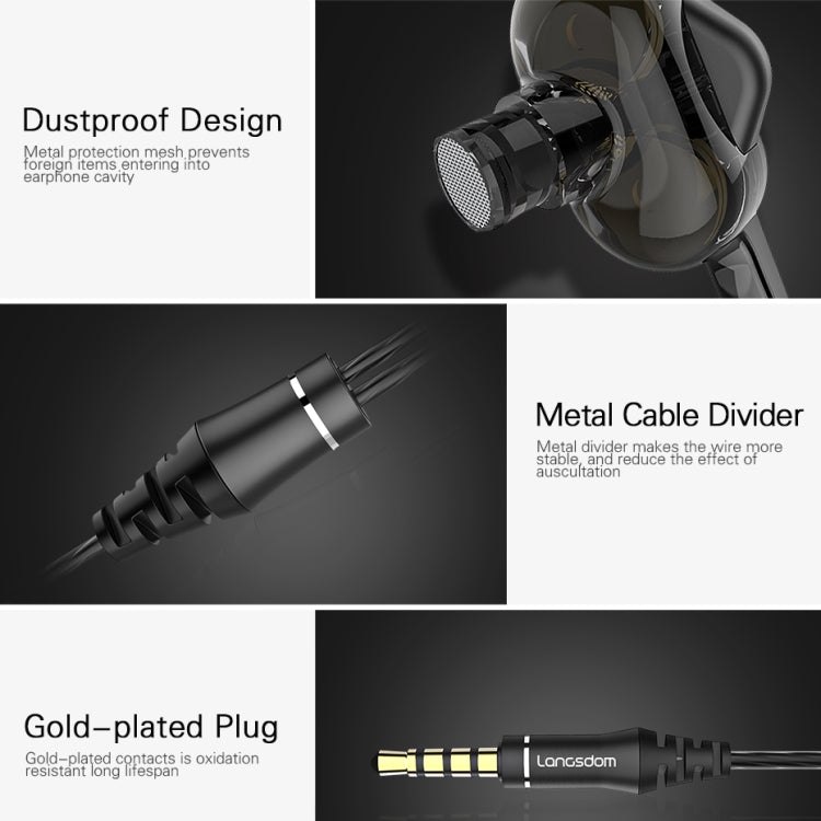 Langsdom Double Moving Coil with Wheat Headset(Black) - Bluetooth Earphone by Langsdom | Online Shopping South Africa | PMC TechLife | Buy Now Pay Later Mobicred