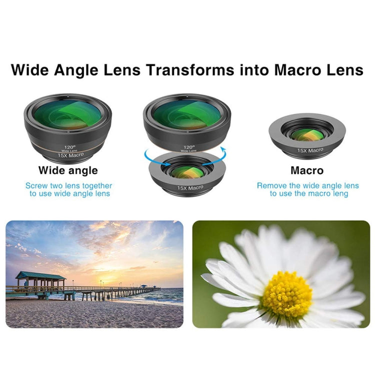 APEXEL APL-DG6V2 6 in 1 Universal External 2X Telephone+210 Degrees Fisheye+15X Macro+120 degree Wide-angle+CPL+Star Filter Lens - Combination Lens by APEXEL | Online Shopping South Africa | PMC TechLife