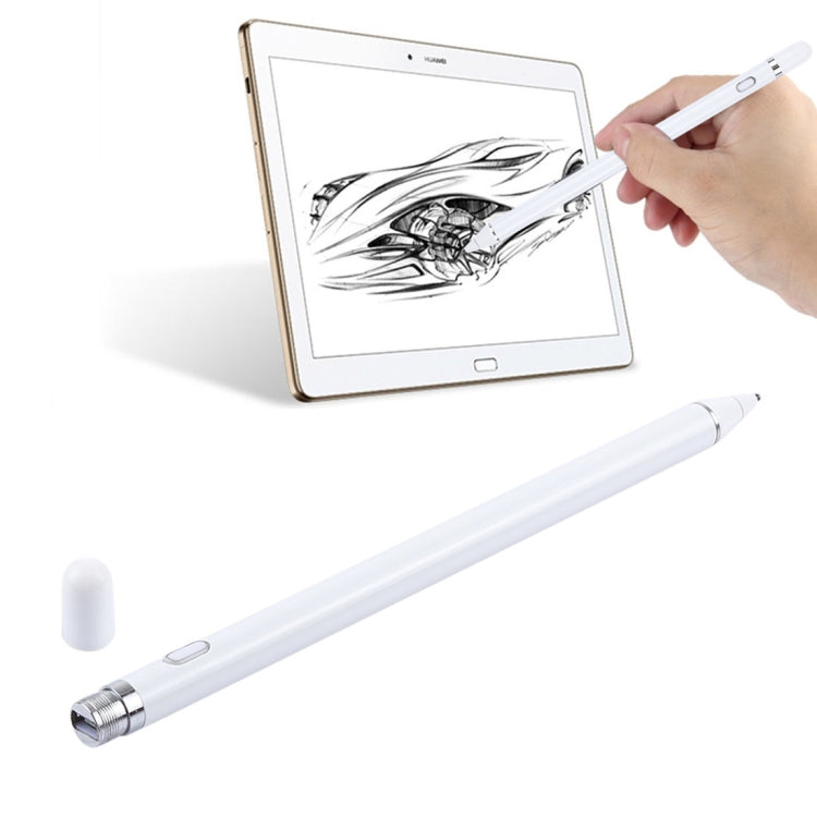 Long Universal Rechargeable Capacitive Touch Screen Stylus Pen with 2.3mm Superfine Metal Nib for iPhone, iPad, Samsung, and Other Capacitive Touch Screen Smartphones or Tablet PC(White) - free shipping - PMC TechLife - Order now!