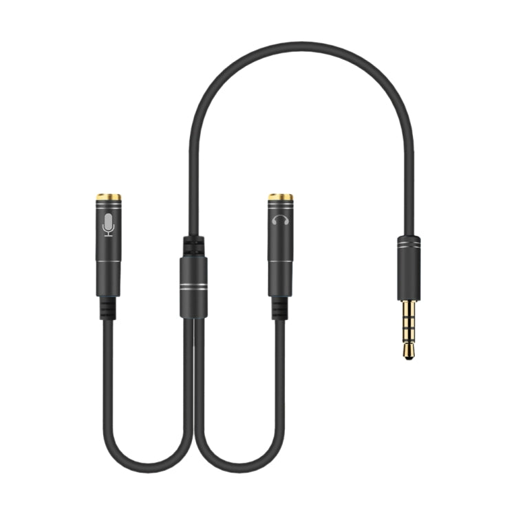 2 in 1 3.5mm Male to Double 3.5mm Female TPE High-elastic Audio Cable Splitter, Cable Length: 32cm(Black) - Cable & Splitter by PMC TechLife | Online Shopping South Africa | PMC TechLife