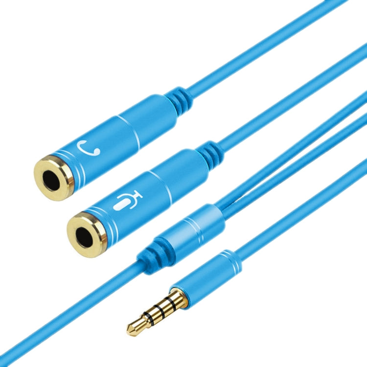 2 in 1 3.5mm Male to Double 3.5mm Female TPE High-elastic Audio Cable Splitter, Cable Length: 32cm(Blue) - Cable & Splitter by PMC Jewellery | Online Shopping South Africa | PMC Jewellery