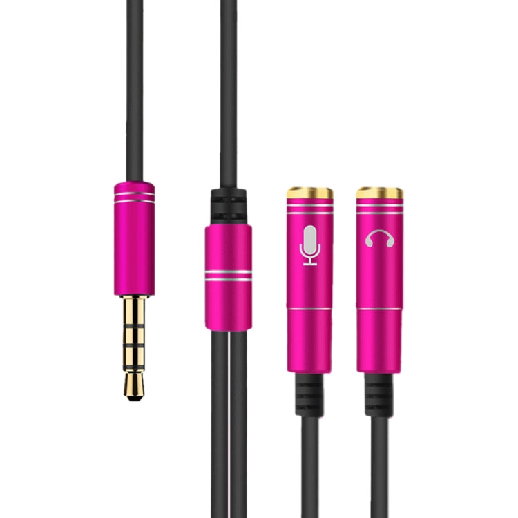 2 in 1 3.5mm Male to Double 3.5mm Female TPE High-elastic Audio Cable Splitter, Cable Length: 32cm(Rose Red) - Cable & Splitter by PMC TechLife | Online Shopping South Africa | PMC TechLife