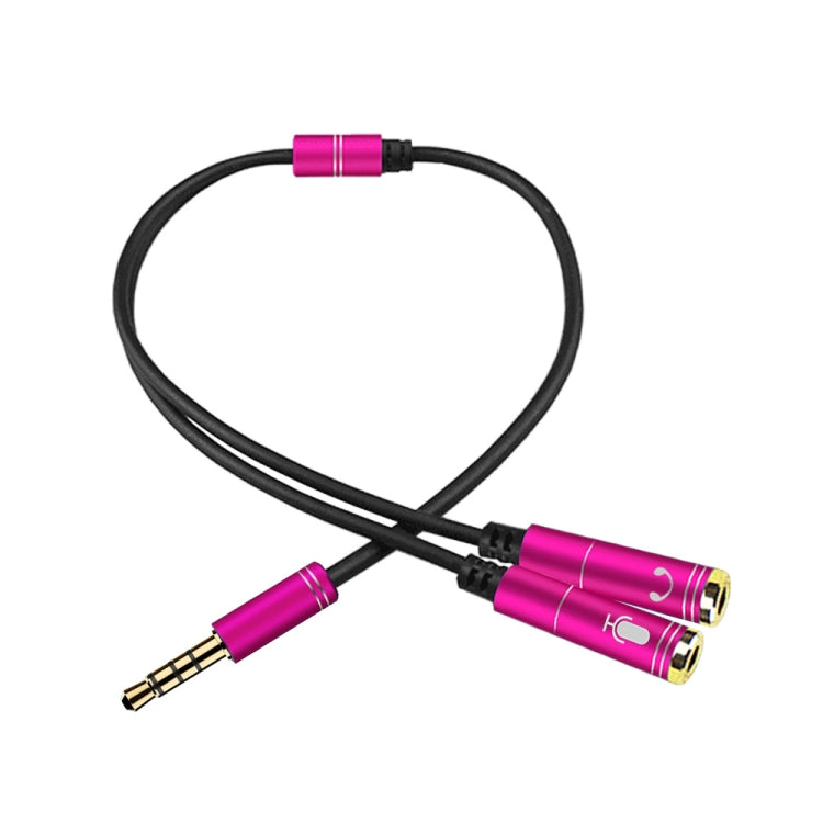 2 in 1 3.5mm Male to Double 3.5mm Female TPE High-elastic Audio Cable Splitter, Cable Length: 32cm(Rose Red) - Cable & Splitter by PMC TechLife | Online Shopping South Africa | PMC TechLife