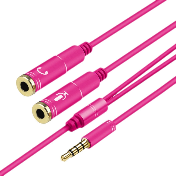 2 in 1 3.5mm Male to Double 3.5mm Female TPE High-elastic Audio Cable Splitter, Cable Length: 32cm(Rose Red) - Cable & Splitter by PMC TechLife | Online Shopping South Africa | PMC TechLife