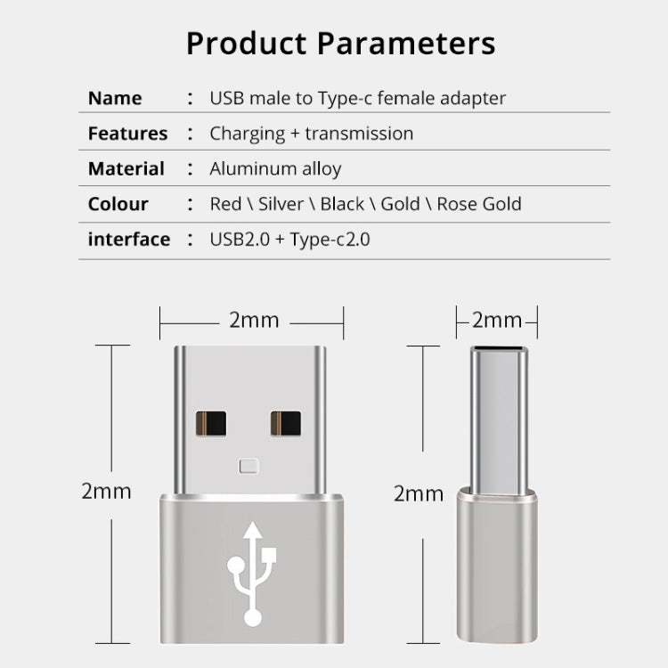 USB-C / Type-C Female to USB 2.0 Male Aluminum Alloy Adapter, Support Charging & Transmission(Silver) - free shipping - PMC TechLife - Order now!