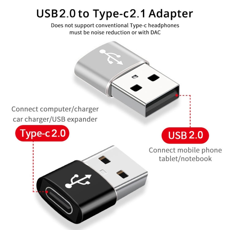 USB-C / Type-C Female to USB 2.0 Male Aluminum Alloy Adapter, Support Charging & Transmission(Silver) - free shipping - PMC TechLife - Order now!