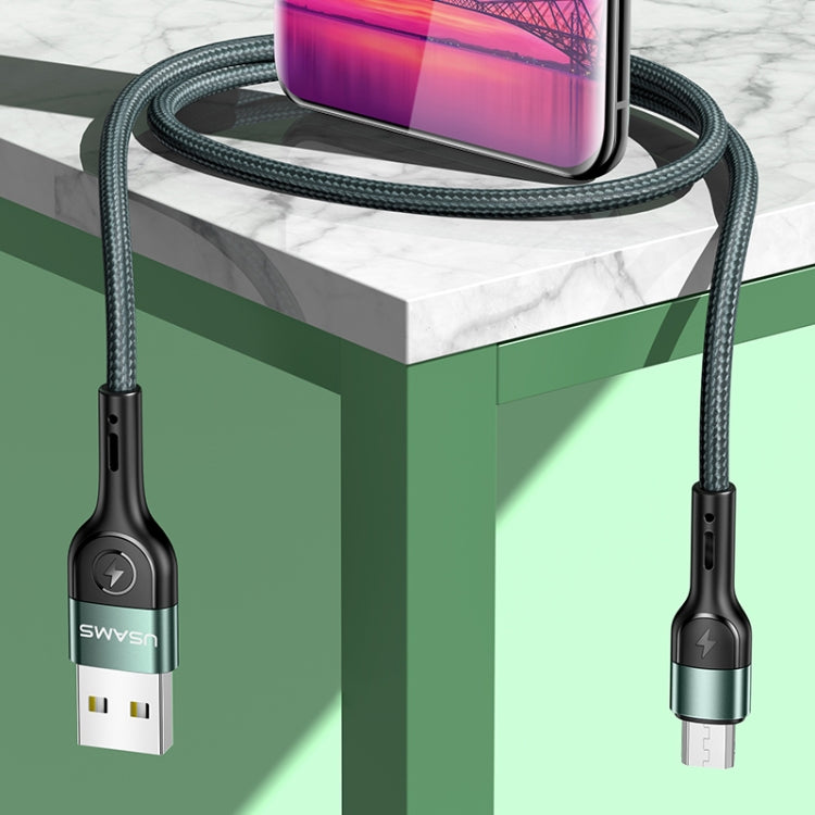 USAMS US-SJ450 U55 2A Micro USB Aluminum Alloy Weave Charging Cable, Length:1m(Green) - Micro USB Cable by USAMS | Online Shopping South Africa | PMC Jewellery