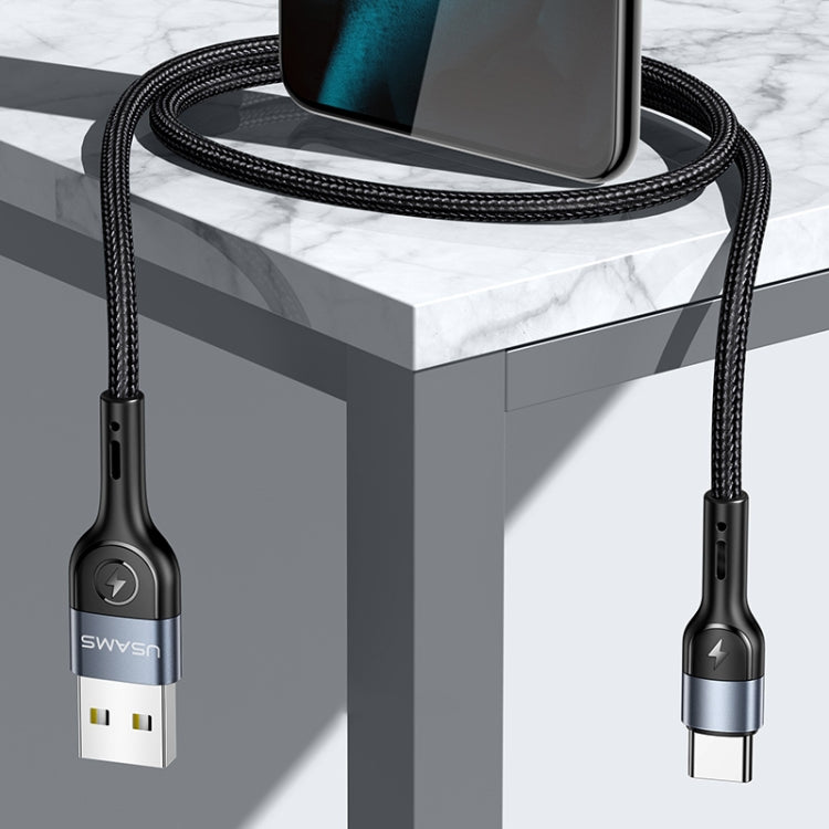 USAMS US-SJ449 U55 2A Type-C / USB-C Aluminum Alloy Weave Charging Cable, Length:1m (Black) - USB-C & Type-C Cable by USAMS | Online Shopping South Africa | PMC Jewellery