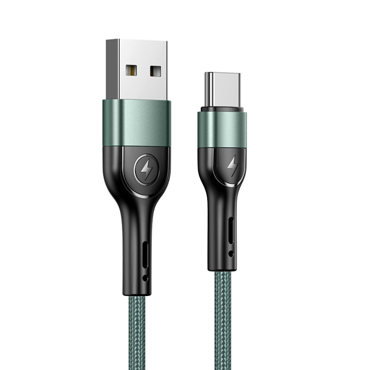 USAMS US-SJ449 U55 2A Type-C / USB-C Aluminum Alloy Weave Charging Cable, Length:1m (Green) - USB-C & Type-C Cable by USAMS | Online Shopping South Africa | PMC Jewellery