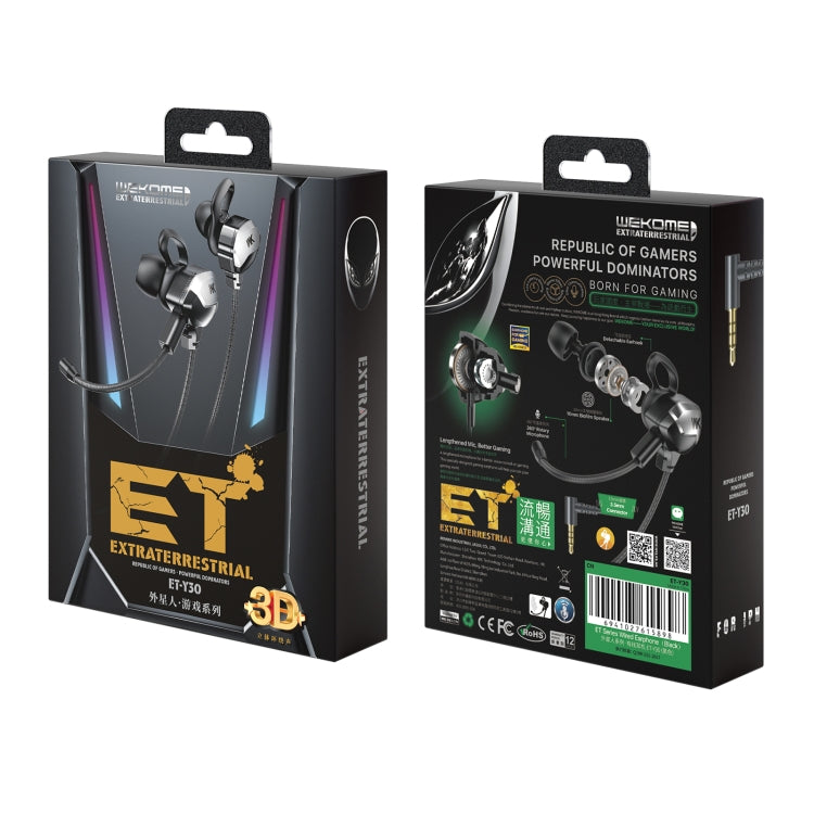 WK ET-Y30 ET Series 3.5mm Elbow In-ear Wired Wire-control Gaming Earphone with Microphone (Black) - Normal Style Earphone by WK | Online Shopping South Africa | PMC TechLife | Buy Now Pay Later Mobicred